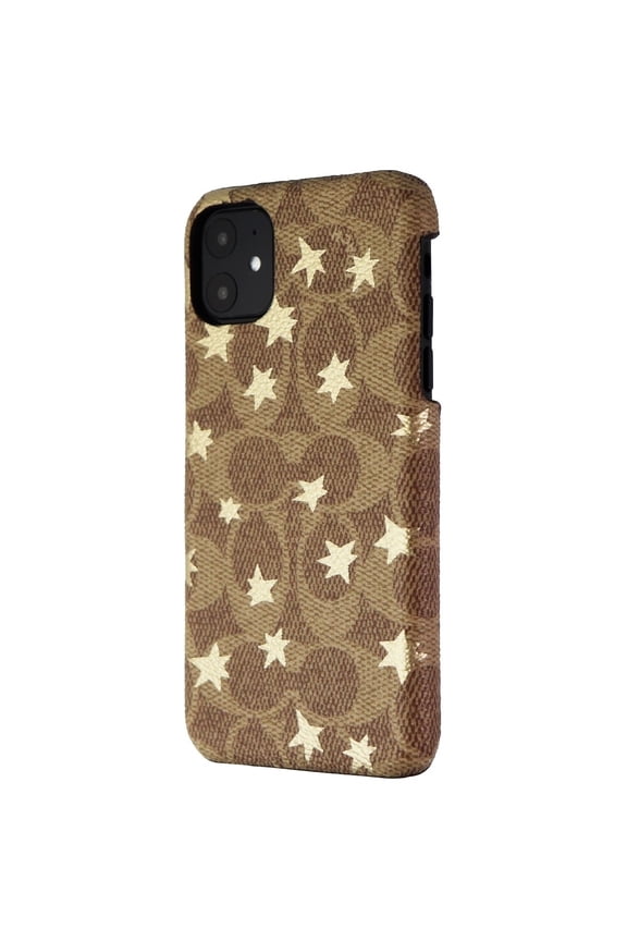 Pre-Owned Coach Slim Wrap Case for iPhone 11 Smartphones - Khaki / Gold Foil Stars