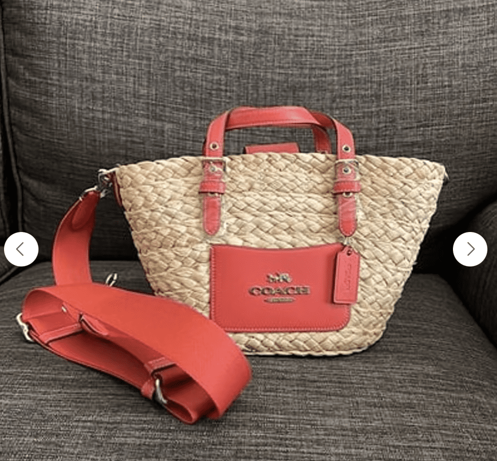 Shop The New Coach Brooklyn 39 Straw Shoulder Bag