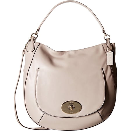 Coach Smooth Leather Circle Hobo Shoulder Bag, Grey Birch