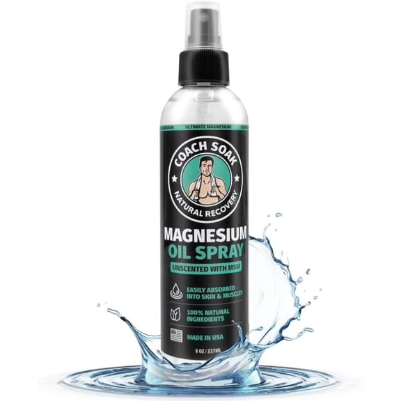 Coach soak magnesium oil spray 8oz sports recovery spray with msm unscented made in usa