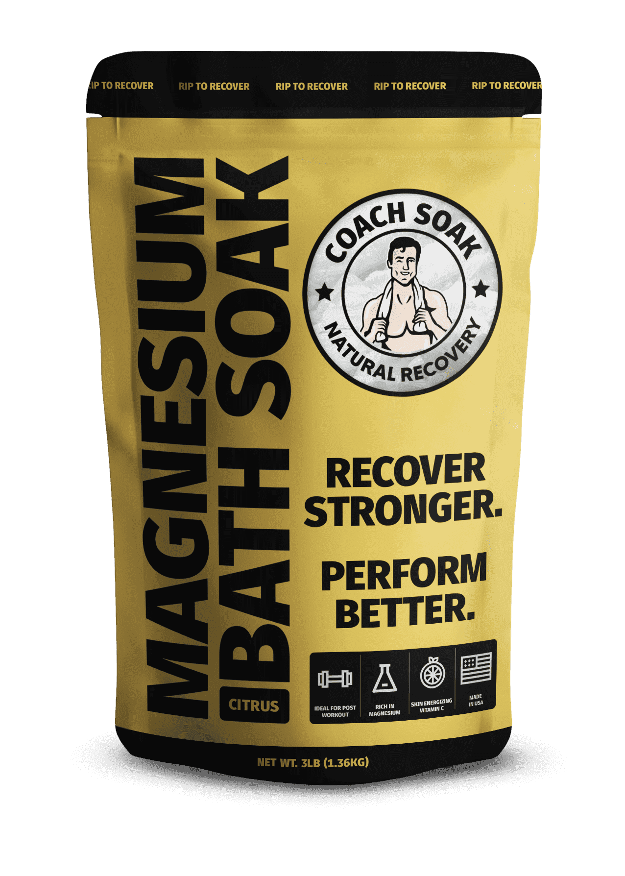 Coach Soak Magnesium Bath Flakes Citrus 32 oz Dead Sea Post Workout Recovery Bath Salts