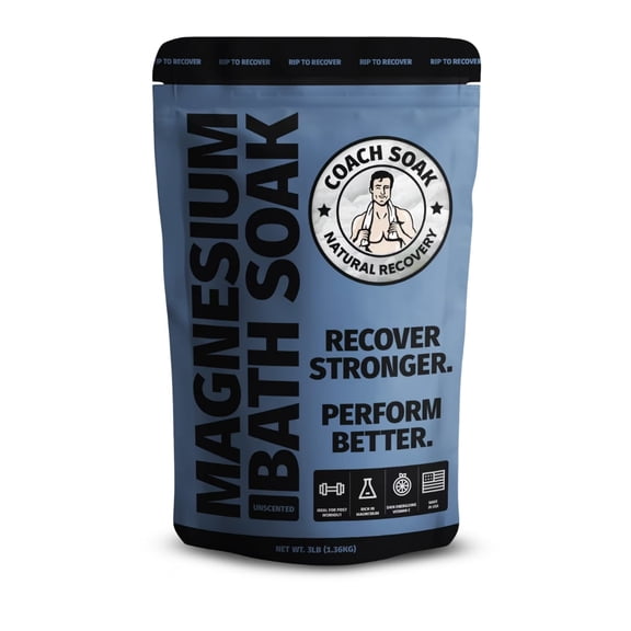 Coach Soak Magnesium Bath Soak Unscented Dead Sea Flakes Muscle Recovery 2 lb Post Workout Recovery