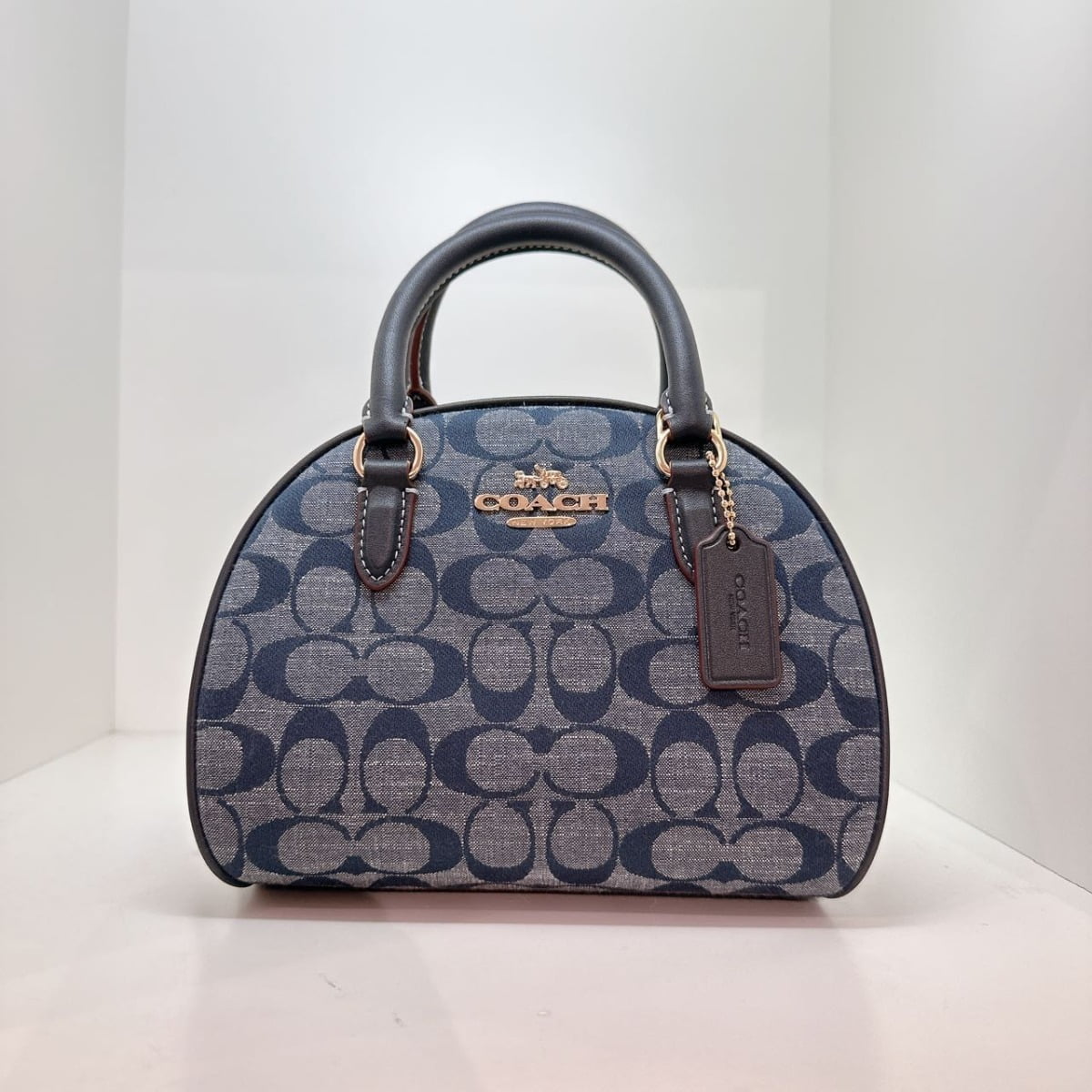 Coach Sydney Small Denim Signature Chambray Canvas Satchel Handbag