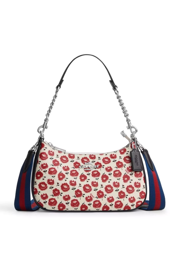 Women's Teri Small Shoulder Bag with Floral Print (Chalk / Black Multi)