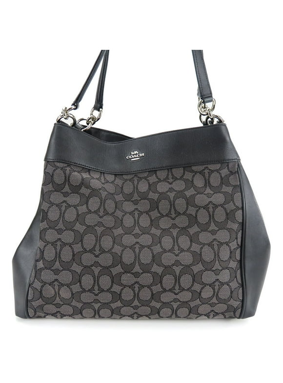 Pre-Owned Coach Tote Bag F27579 Signature Canvas Leather Black Smoke Women's COACH (Good)