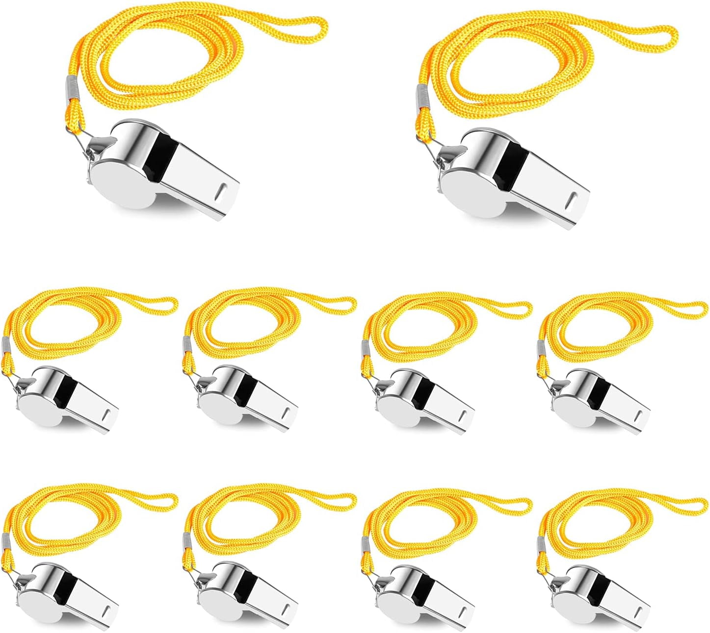 Coach Whistle Pack 10 Whistles with Lanyard for Soccer Referees