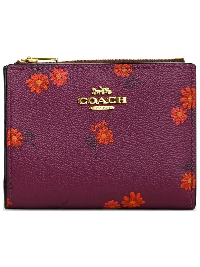 Coach Women's Zip Bifold Wallet, Floral Print Canvas Leather