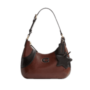 Coach Womens Bowling Flat Hobo Shoulder Bag In Redwood Black