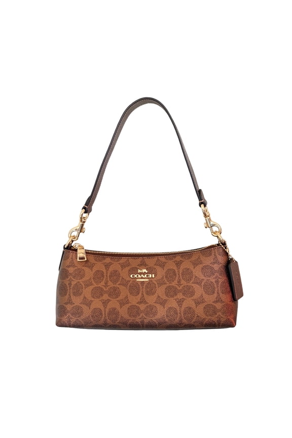 Women's Charlotte Small Shoulder Bag In Signature Canvas (Brown/Copper)