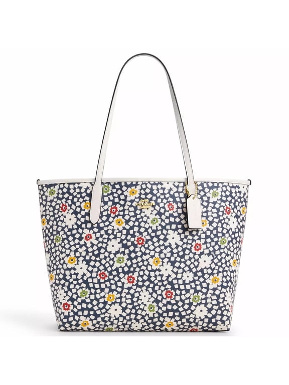 Womens City Large Tote Bag with Floral Print (Blue Multi)