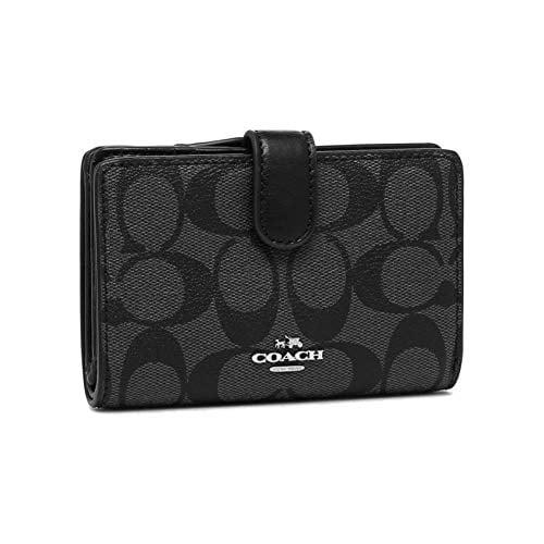 Coach Women's Corner Zip Leather Wallet No Size (Black/Smoke Black)
