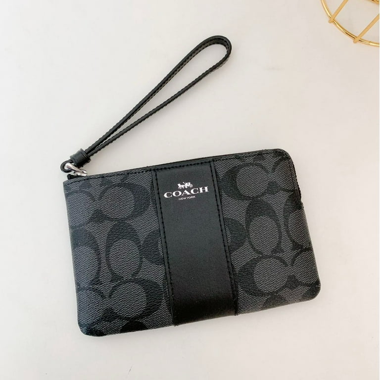 Coach corner zip wristlet black sales