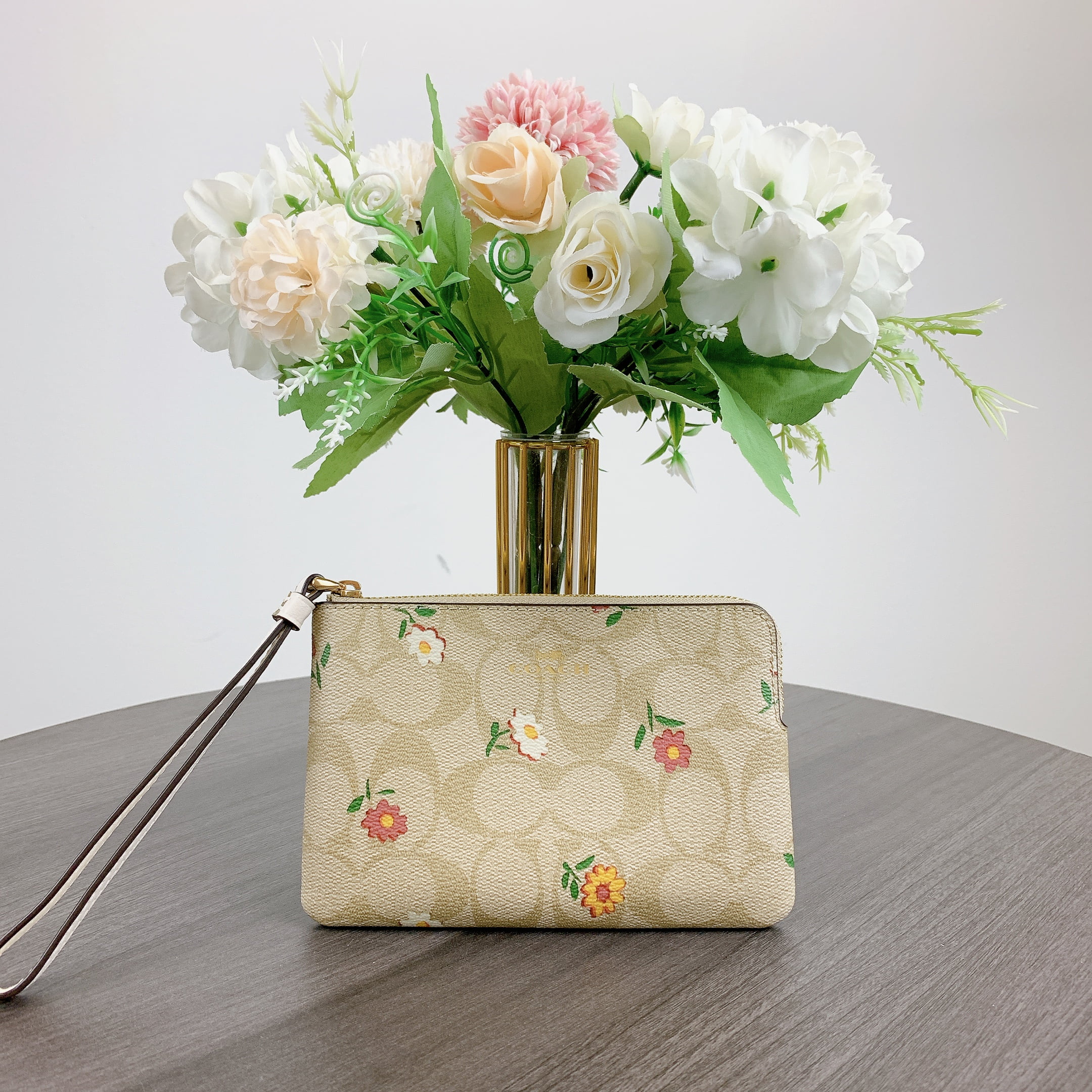 Coach Women's Corner Zip Wristlet In Signature Canvas With