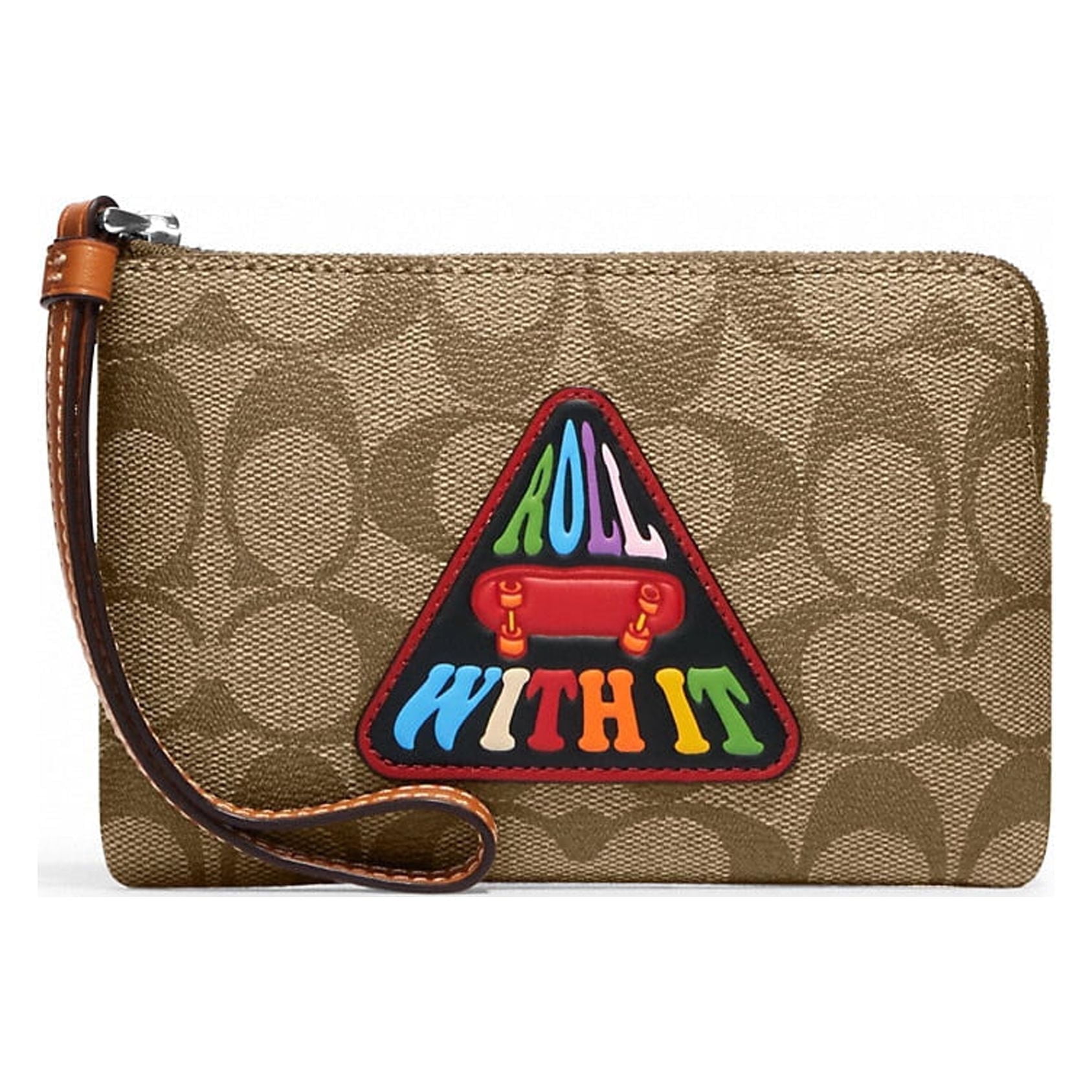 【COACH 】Corner Zip Wristlet In Signature Canvas NWT Coach Corner Zip Wristlet In Signature Canvas With