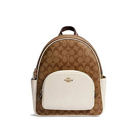 Coach Women's Court Backpack In Signature Canvas (Khaki - Chalk)