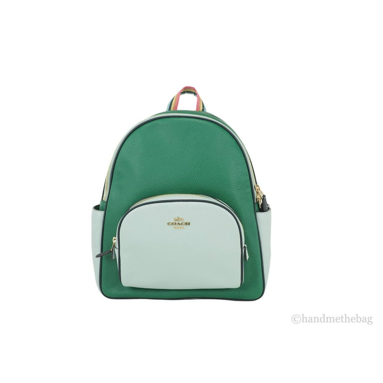 バッグ COACH PEBBLED LEATHER COURT BACKPACK Coach Leather Backpack (C2797), Medium Size, Pebbled, Light Teal