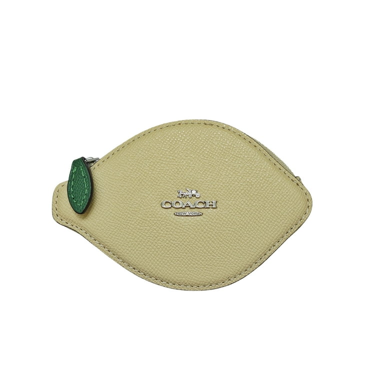 Coach Women's Crossgrain Leather Lemon Small Zip Pouch Coin Case