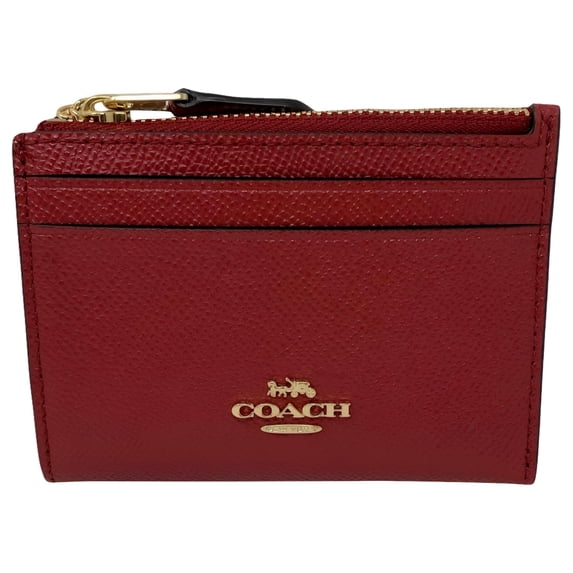 Coach Women's Crossgrain Leather Mini Skinny ID Card Case (Red)
