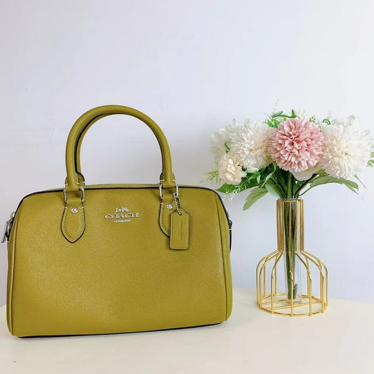 Coach Women s Crossgrain Leather Rowan Medium Satchel Handbag Citron