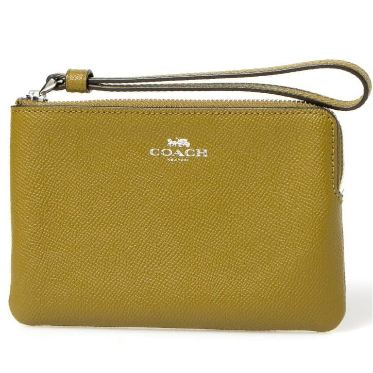 Coach Women s Small Corner Zip Crossgrain Leather Wristlet Citron Walmart