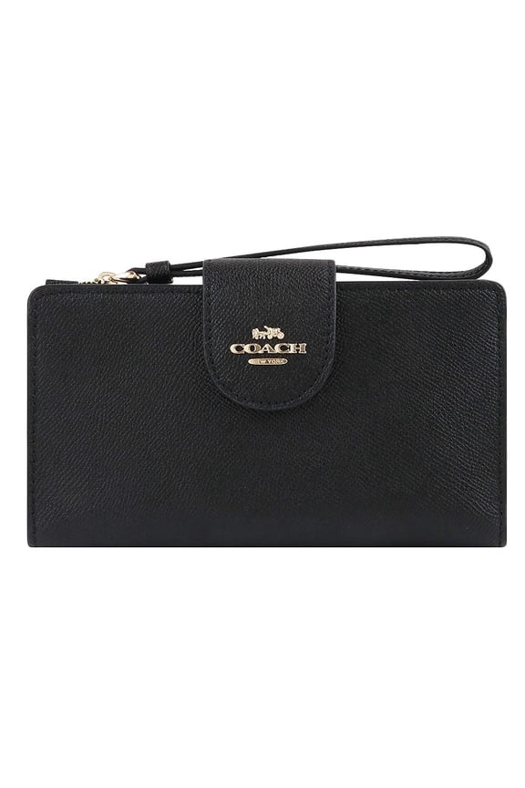 Women's Crossgrain Leather Tech Phone Wallet (Black)