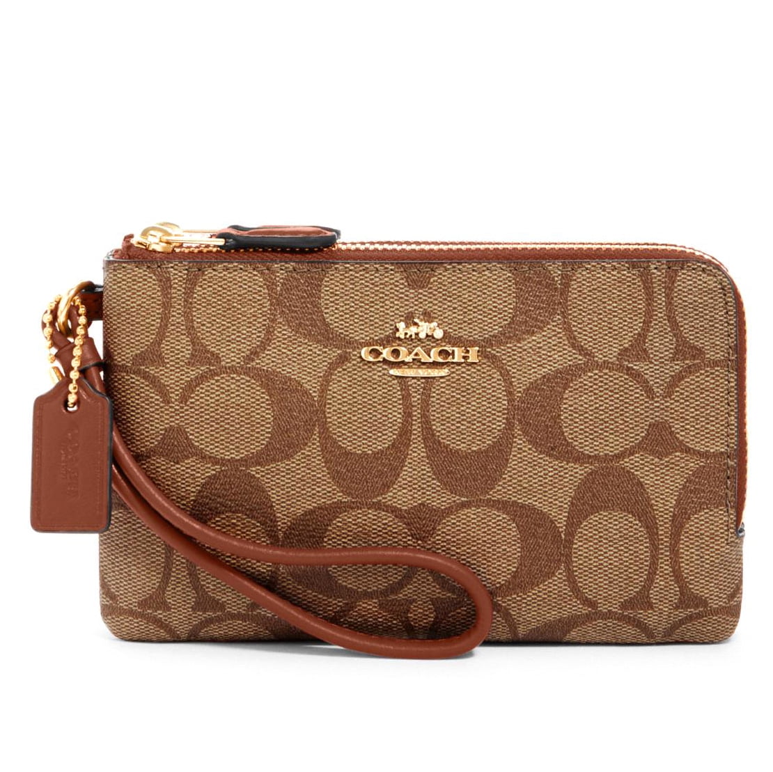 Double zip coach wristlet hotsell