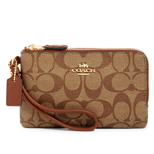 Coach Women's Small Double Zip Corner Wristlet in Signature Canvas ...