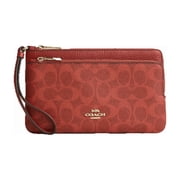 Coach Womens Double Zip Wallet In Signature Canvas