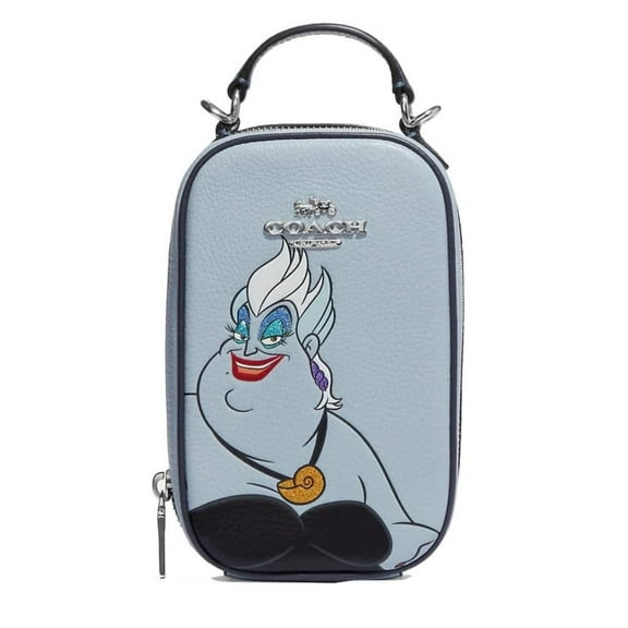 Coach Women's Eva Phone Crossbody In Signature Canvas, Disney Ursula Motif, Ice Blue Multi