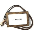 thumbnail image 1 of Coach Women's ID Lanyard Card Case In Signature Canvas Leather (Khaki / Saddle), 1 of 3