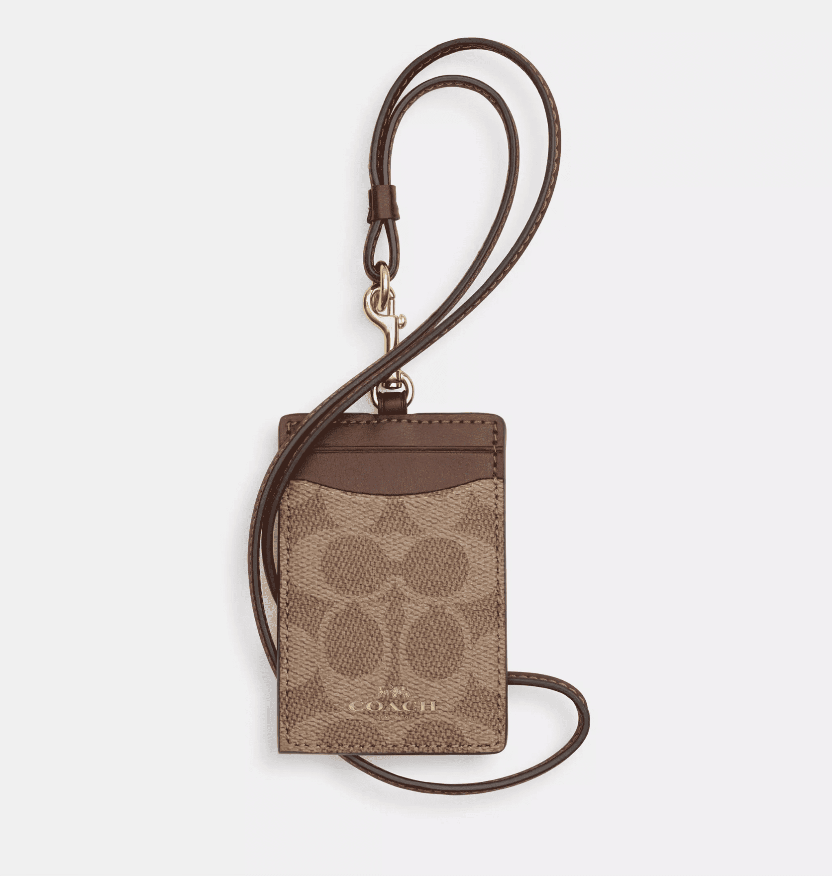Coach Women's ID Lanyard in Signature Canvas with Leather Trim – Detachable Lanyard & ID Window