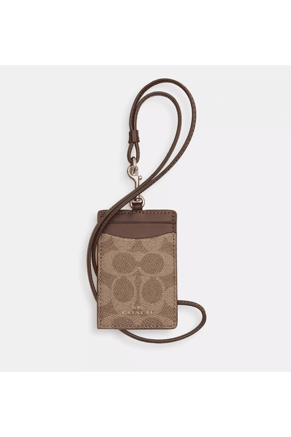 Women's ID Lanyard in Signature Canvas with Leather Trim  Detachable Lanyard & ID Window