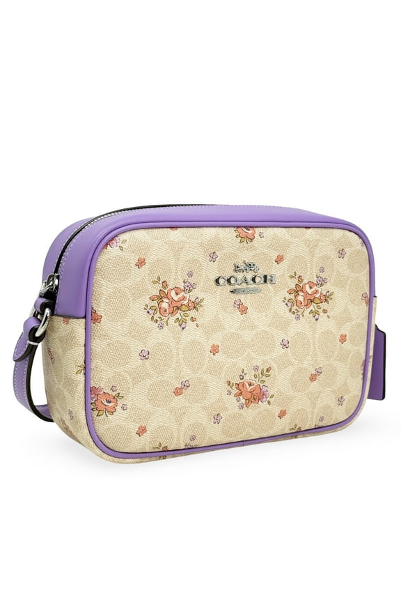 Women's Jamie Camera Crossbody Bag in Signature Canvas with Floral Print (Sand Multi)