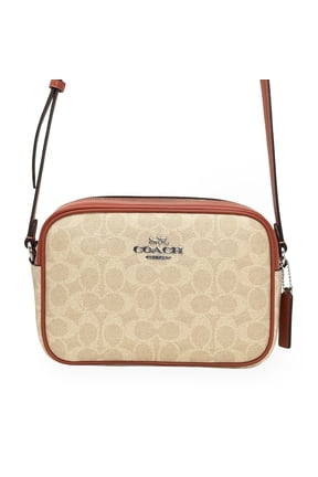 Women's Jamie Top Zip Camera Crossbody Bag in Signature Canvas (Sand / Deep Orange)