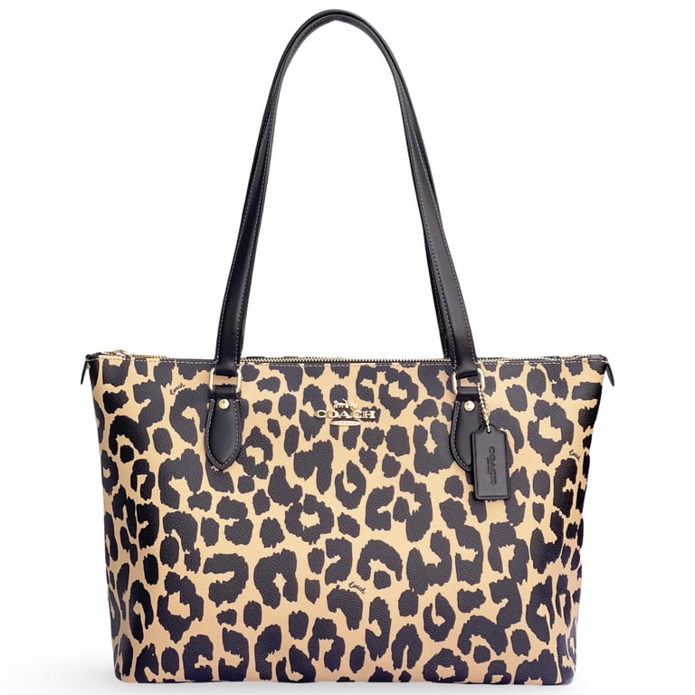 バッグ COACH Tote Bag Leopard With pouch Coach Women's Large Gallery Tote Bag with Leopard Print (Leopard