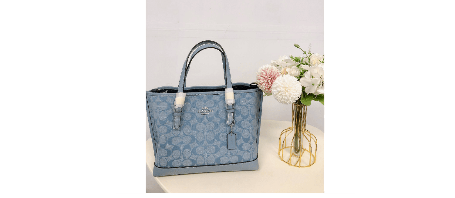 Coach CH228 Mollie Tote 25, Signature Chambray Leather Handbag in