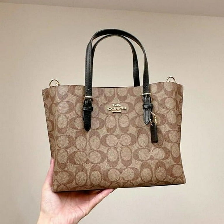 Coach Mollie Tote 25 in Signature Canvas, Khaki/Black, C4250, Zip