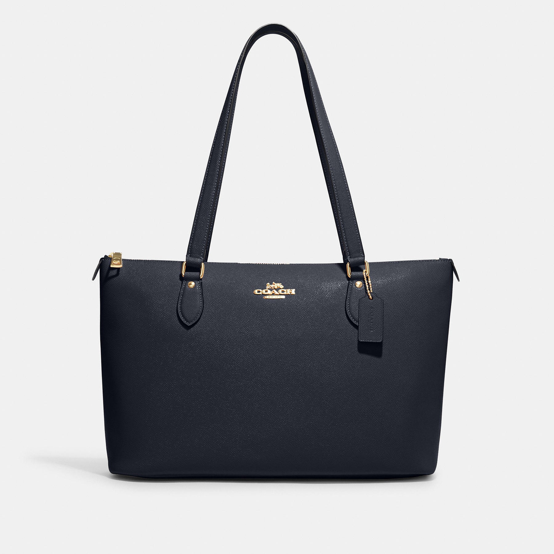 COACH Designer Women's Gallery Leather Tote Bag in Navy with Zip