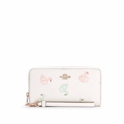 Coach Womens Long Zip Around Wallet Coated Canvas, Swan Print - Chalk Multi