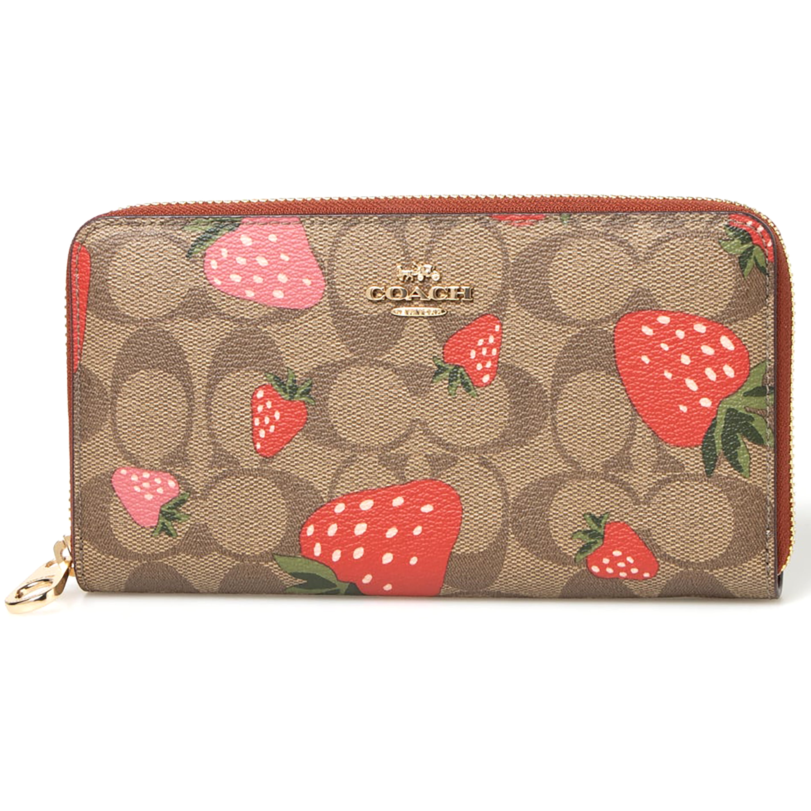 Double zip wallet in signature canvas with strawberry print sale
