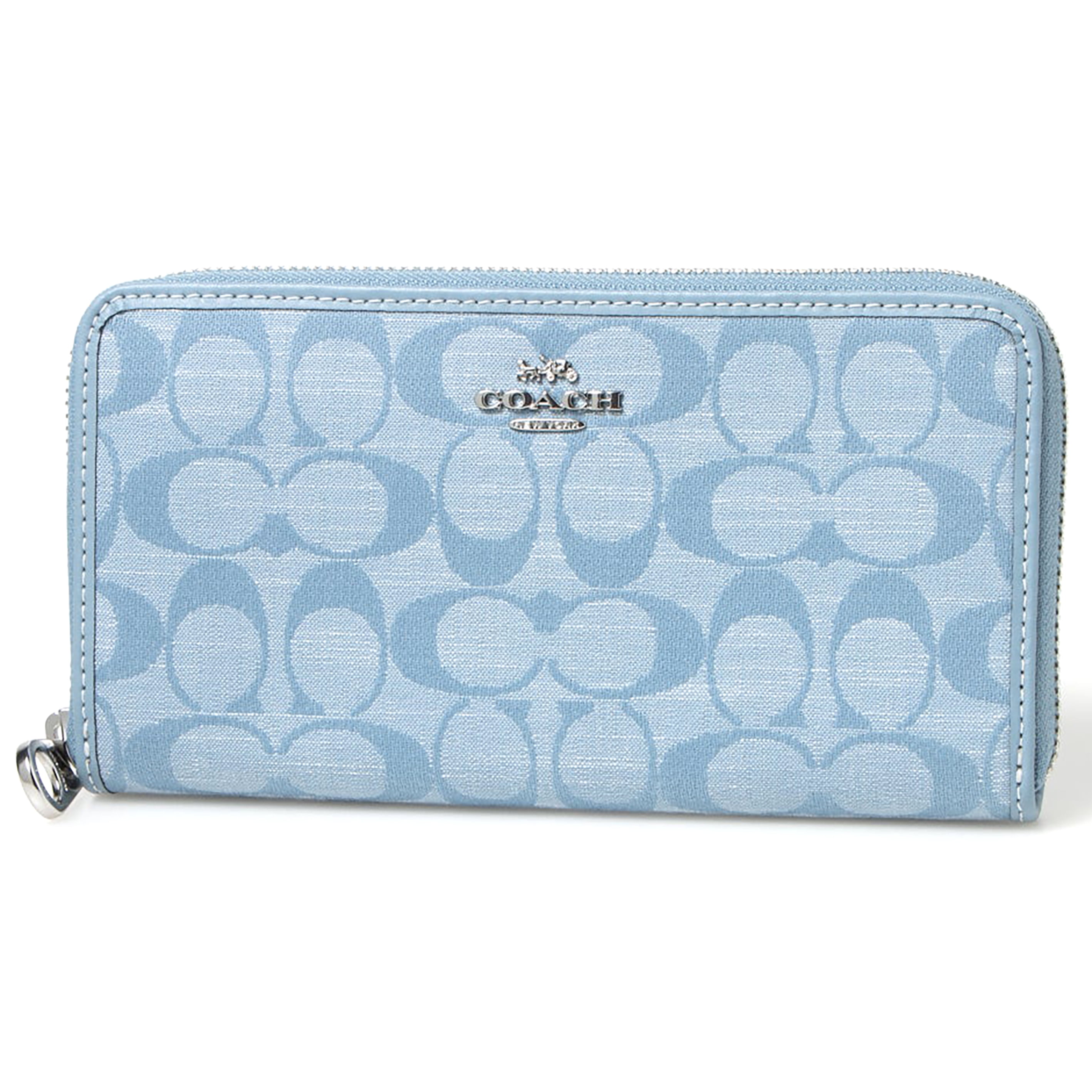 Coach Women's Long Zip Around Wallet in Signature Chambray