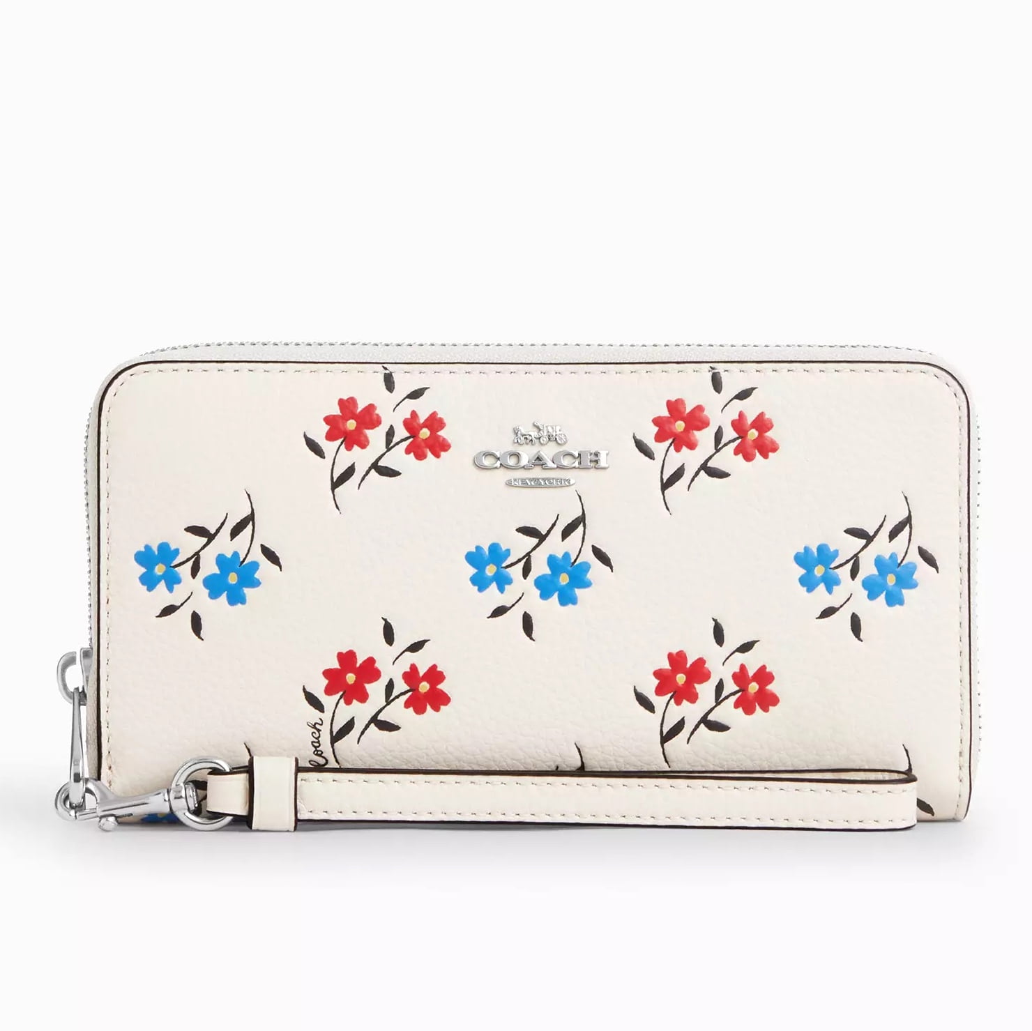 Coach Accordion Zip Wallet Wristlet Strap (SV/Chalk/Indigo