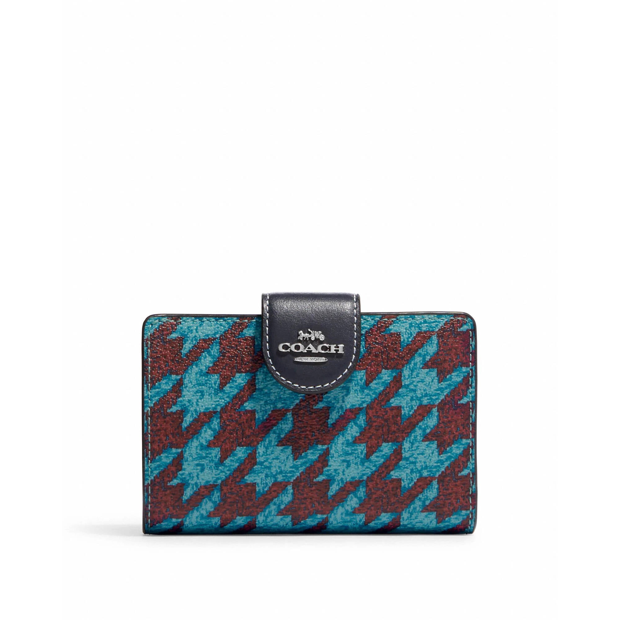 Coach Women's Medium Corner Zip Leather Wallet with Houndstooth