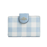 Coach Women's Medium Corner Zip Wallet With Gingham Print