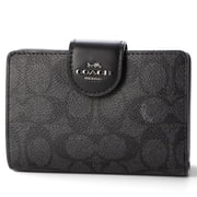 Coach Women s Medium Corner Zip Wallet in Signature Canvas Charcoal / Black