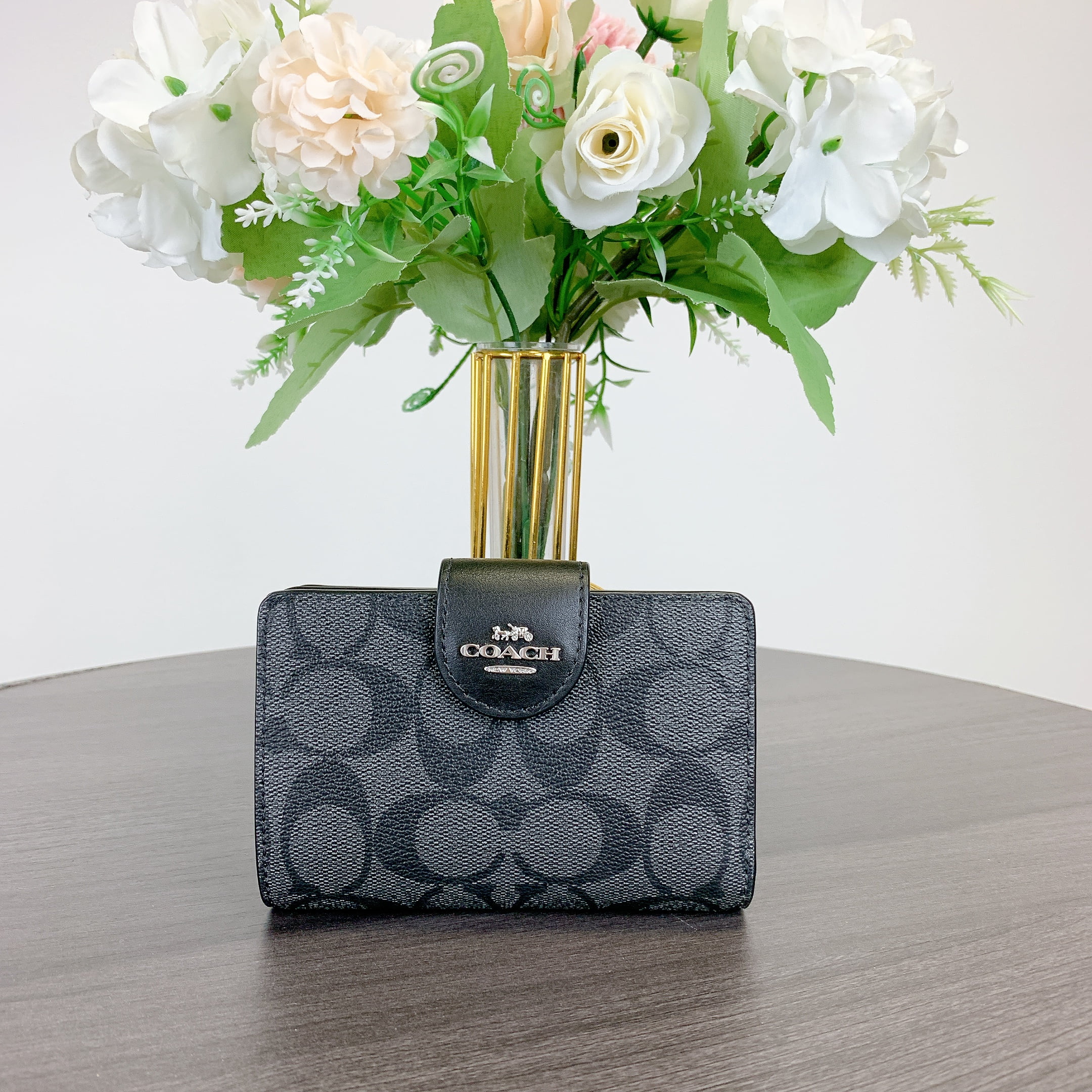 Coach Women's Medium Corner Zip Wallet in Signature Canvas