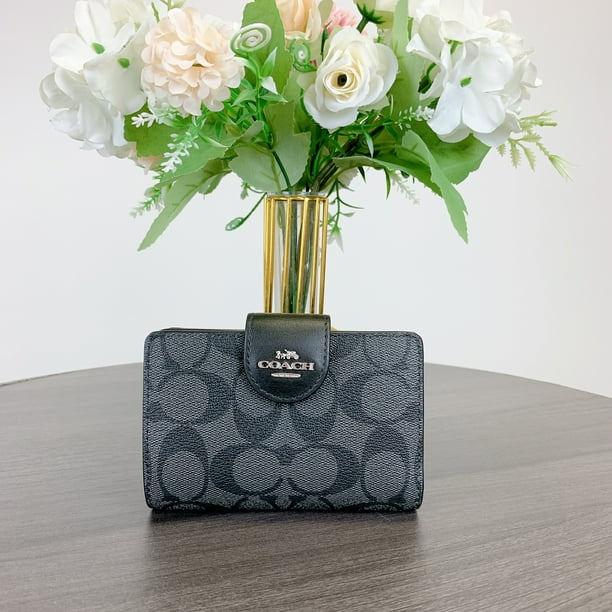 Coach Women's Medium Corner Zip Wallet in Signature Canvas