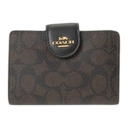 Coach Women s Medium Corner Zip Wallet in Signature Canvas Walnut / Black