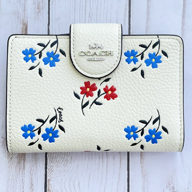 Coach Women s Medium Corner Zip Wallet with Floral Print Chalk Multi Walmart