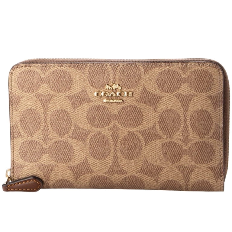 Coach Women's Medium Id Zip Wallet in Signature Canvas (Tan